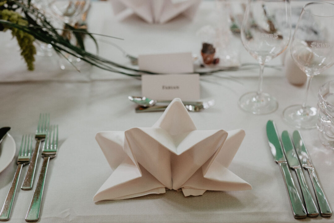 Serviette und Platzkarte bei Hochzeit in Köln